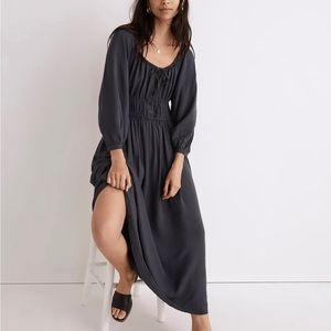 Madewell Twill Sophia Midi Dress Size XL Blue